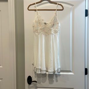 Neiman Marcus White and Cream Lace Trim Chemise